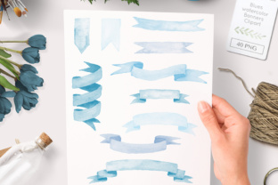 Adding a Hand-Painted Touch with Blue Watercolor Banners Clipart Graphics