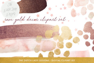 Elevate Your Designs with a Watercolor Glitter Clipart Set Featuring Smears, Stars, and Dots in Rose Gold Tones