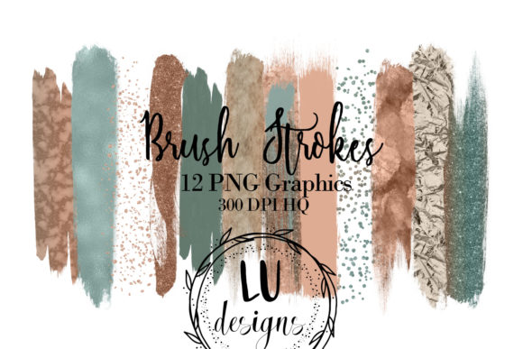 Elevate Your Designs with Copper and Green Glitter Watercolor Brush Strokes